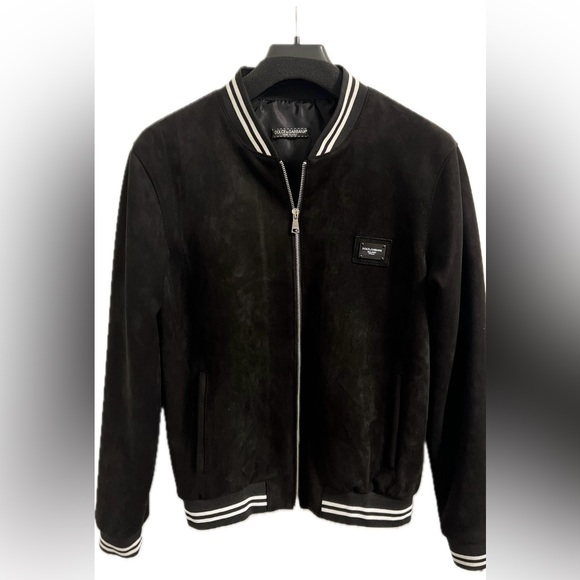 Dolce cabbana stripe trim suede bomber jacket for men - Picture 3 of 8